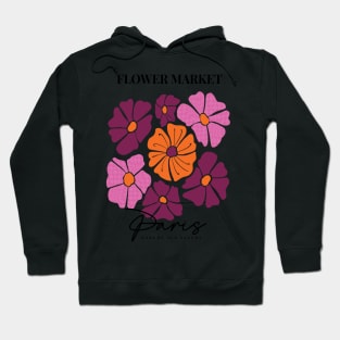 Flower market Le Marché aux Fleurs Paris with pink check pattern florals on pale pink background Hoodie